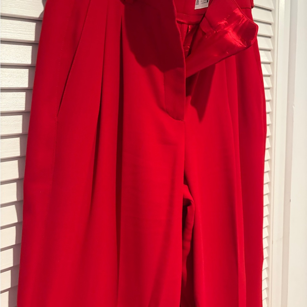 Zara Red Wide-Leg Women's Pants - Picture 4 of 5